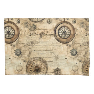 Grunge Rustic Steampunk Clock (9) Pillowcase