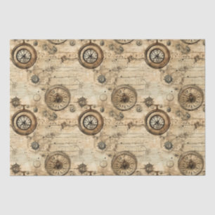 Grunge Rustic Steampunk Clock (9) Tissue Paper