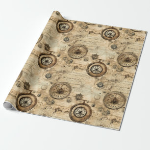 Grunge Rustic Steampunk Clock (9) Wrapping Paper