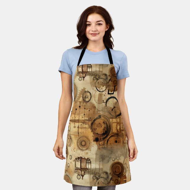 Grunge Rustic Steampunk Clock Apron (Worn)