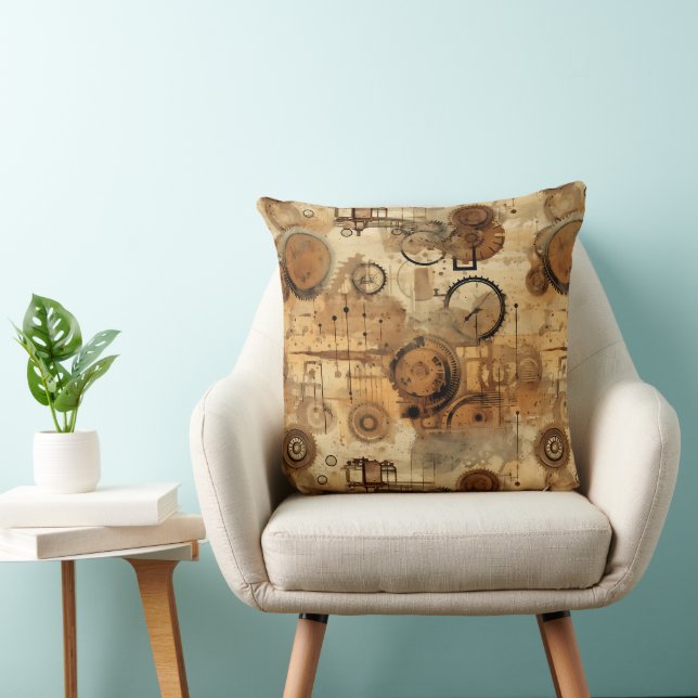 Grunge Rustic Steampunk Clock Cushion (Chair)