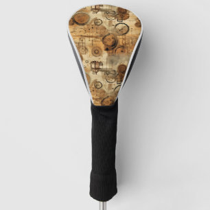 Grunge Rustic Steampunk Clock Golf Head Cover