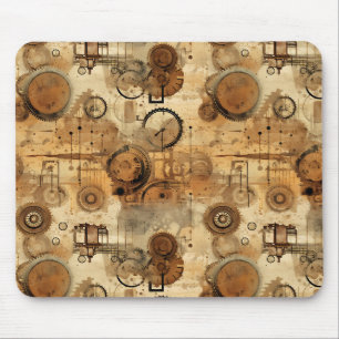 Grunge Rustic Steampunk Clock Mouse Mat