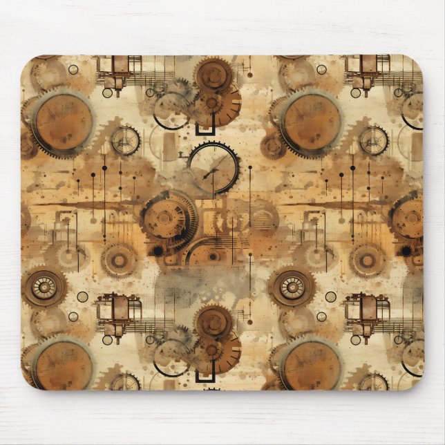 Grunge Rustic Steampunk Clock Mouse Mat (Front)