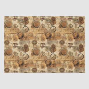 Grunge Rustic Steampunk Clock Tissue Paper