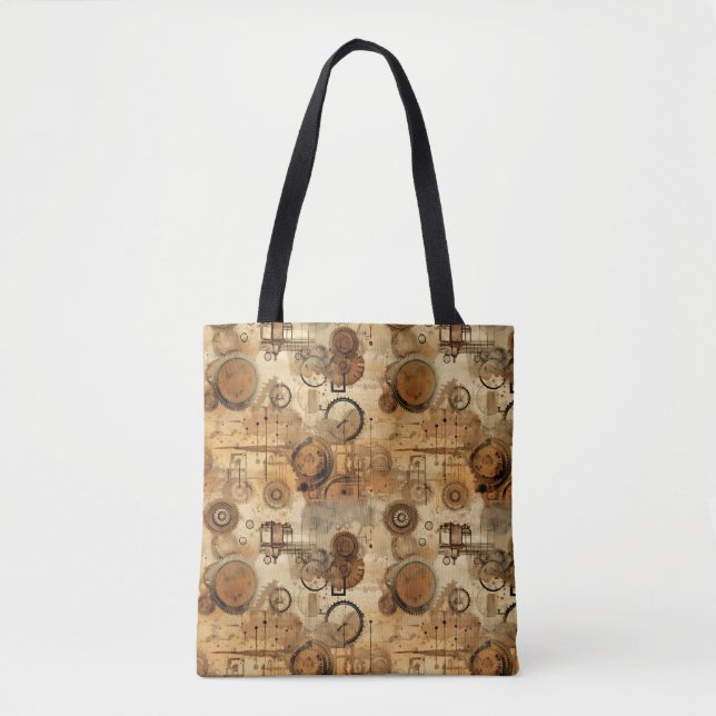 Grunge Rustic Steampunk Clock Tote Bag (Front)