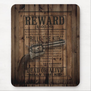 grunge rustic western billy the kid reward gun mouse mat