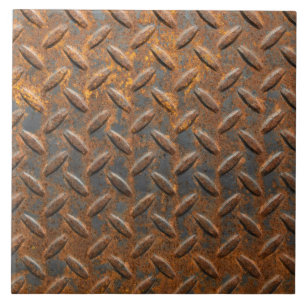 Grunge Rusty Diamond Plate Floor Tile