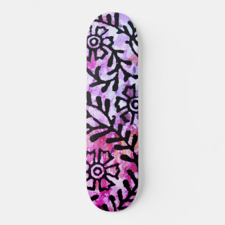 Grunge Sassy Pink Purple Floral Sketch Skateboard
