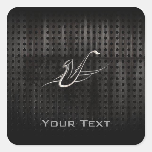 Grunge Saxophone Square Sticker (Front)