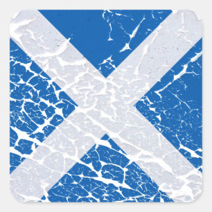 Grunge Scottish Flag Square Sticker