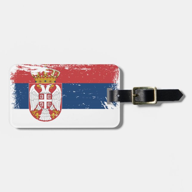 Grunge Serbia Flag Luggage Tag (Front Horizontal)
