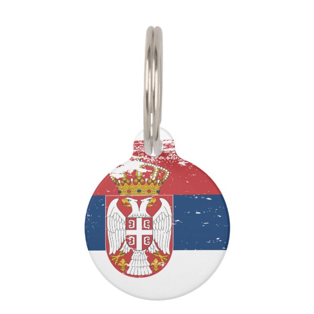Grunge Serbia Flag Pet Tag (Front)