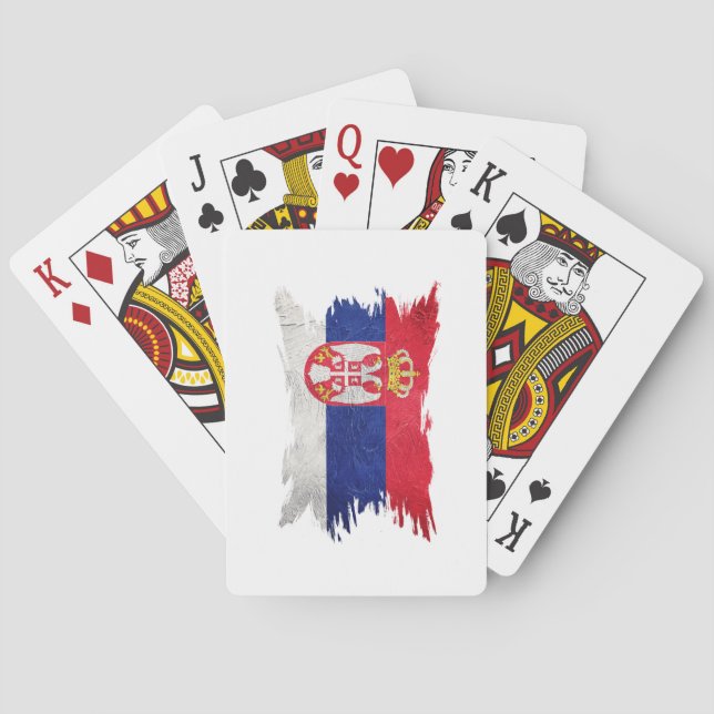 Grunge Serbian flag, Brush stroke, Serbia flag Playing Cards (Back)