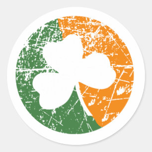 Grunge Shamrock Classic Round Sticker
