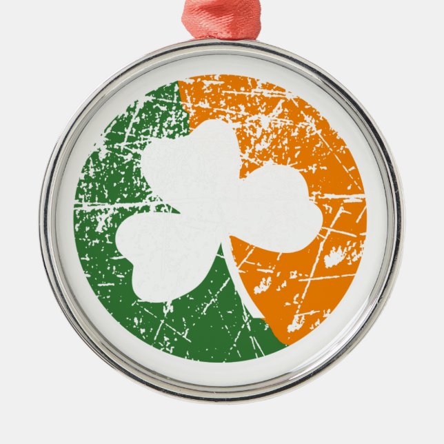 Grunge Shamrock Metal Tree Decoration (Front)