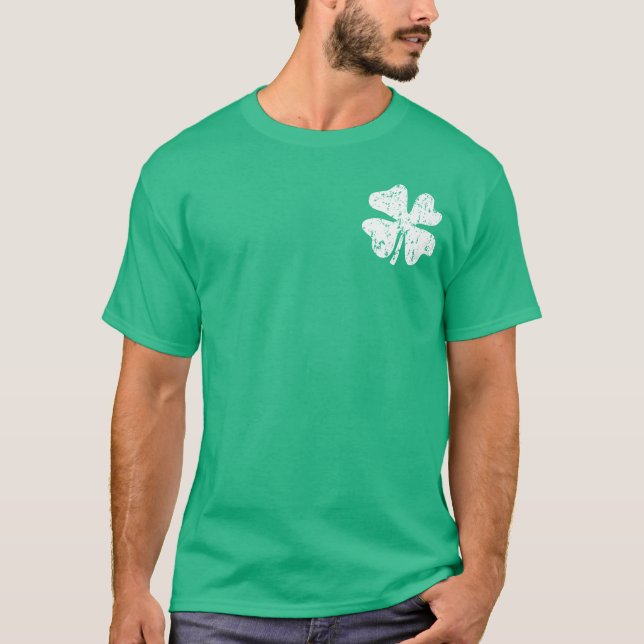Grunge shamrock St Patricks Day tee | Green shirt (Front)