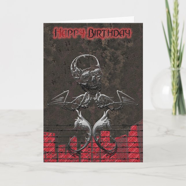 Grunge Skull Birthday Card (Front)