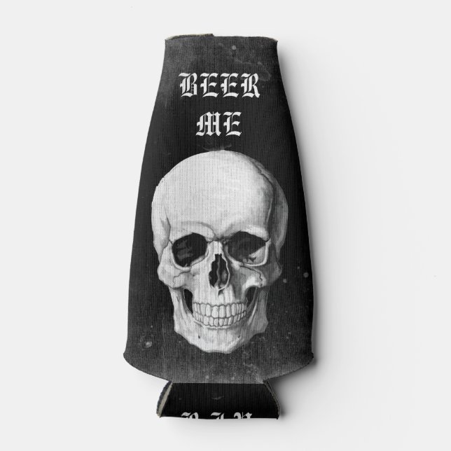 Grunge Skull Bottle Cooler (Front)