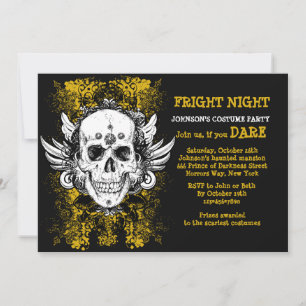 Grunge Skull Fright Night Black Invitation