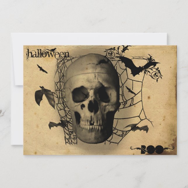 Grunge Skull Halloween Party Invitation (Front)