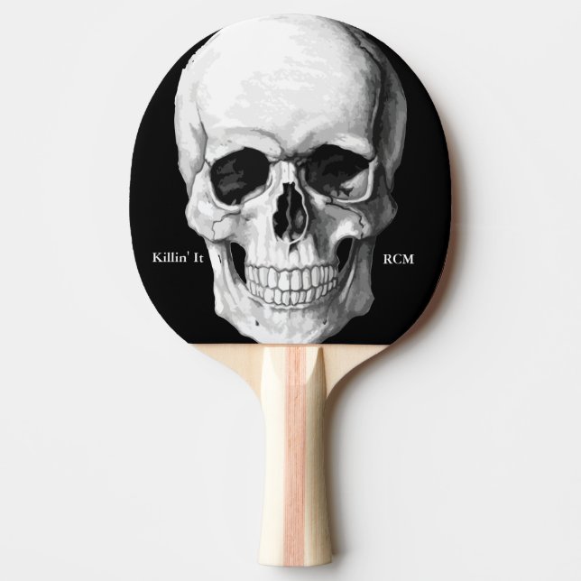 Grunge Skull Monogram Ping Pong Paddle (Front)