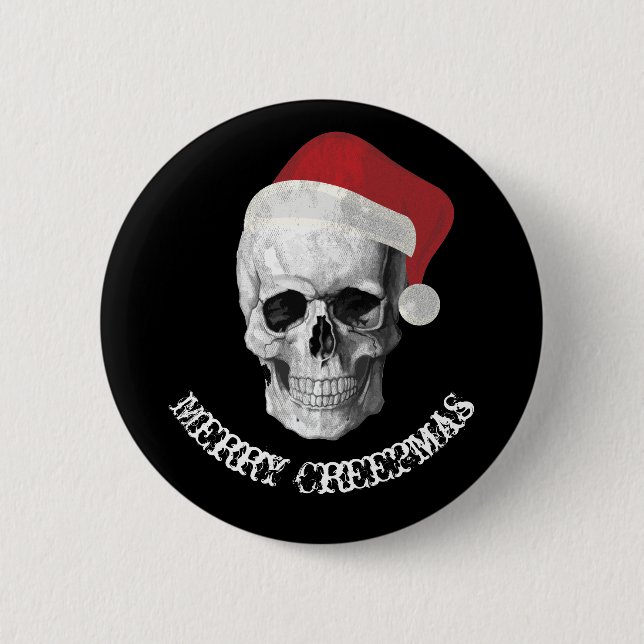 Grunge Skull Santa 6 Cm Round Badge (Front)