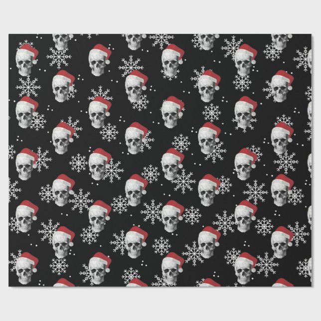 Grunge Skull Santa Wrapping Paper (Flat)