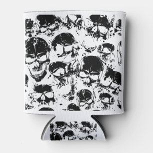 grunge skulls print can cooler