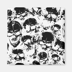 grunge skulls print magnet