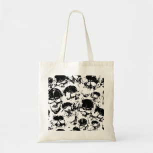 grunge skulls print tote bag