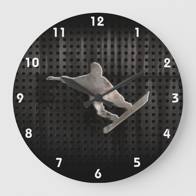 Grunge Snowboarding Large Clock (Front)