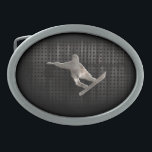 Grunge Snowboarding Oval Belt Buckle<br><div class="desc">Cool grunge industrial metal look snowboarding snowboard snowboarder winter sport sports design. Great for gifts! Available on tee shirts, smart phone cases, mousepads, keychains, posters, cards, electronic covers, computer laptop / notebook sleeves, caps, mugs, and more! Visit our site for a custom gift case for Samsung Galaxy S3, iphone 5,...</div>