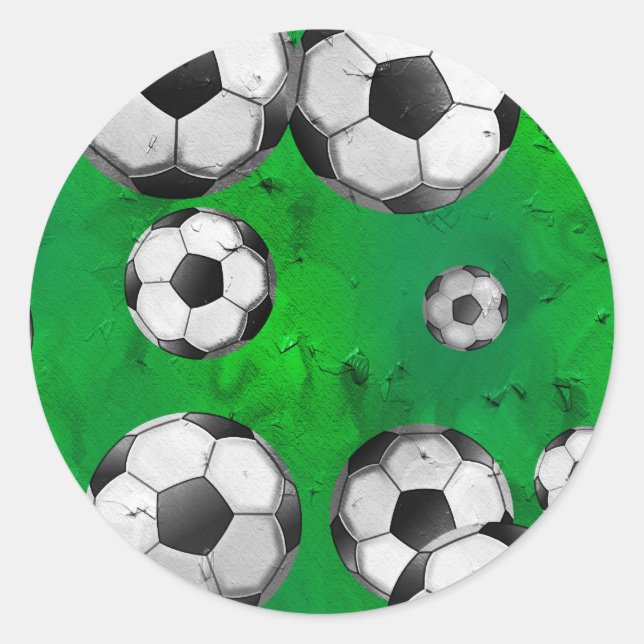 Grunge Soccer Classic Round Sticker (Front)