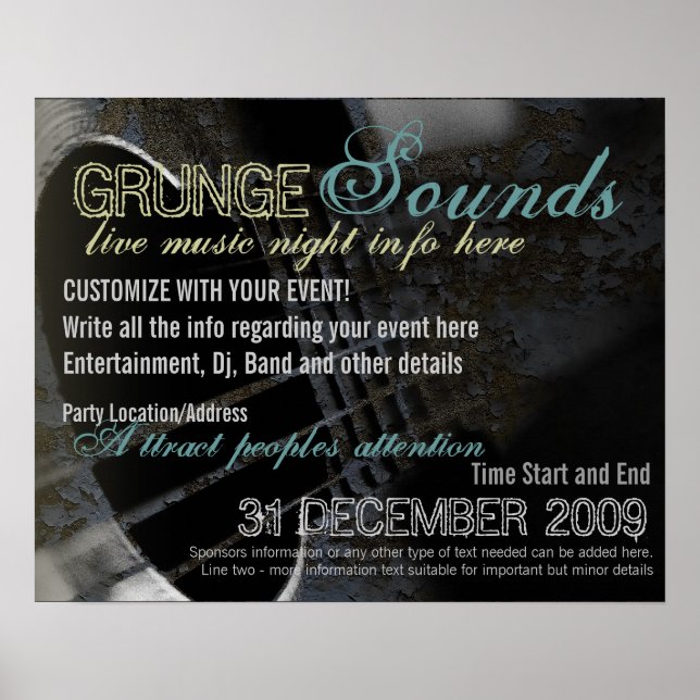 Grunge Sounds Event Poster template (Front)
