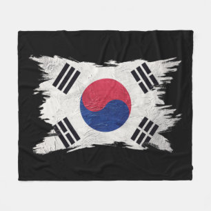 Grunge South Korea flag, Brush stroke, South Korea Fleece Blanket