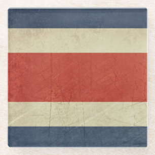 Grunge sovereign state flag of Costa Rica Glass Coaster