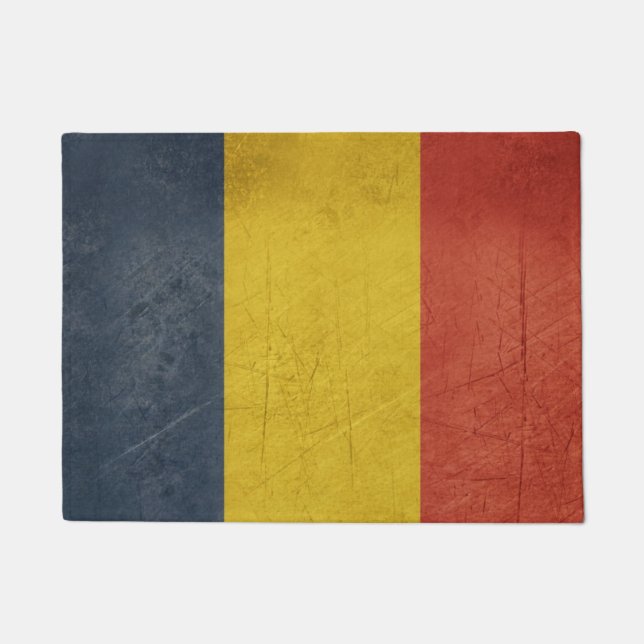 Grunge sovereign state flag of Romania Doormat (Front)