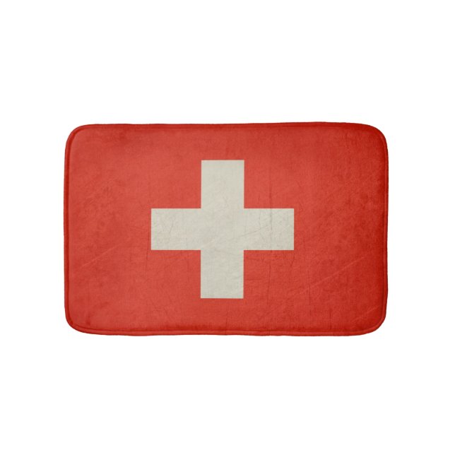 Grunge sovereign state flag of Switzerland Bath Mat (Front)