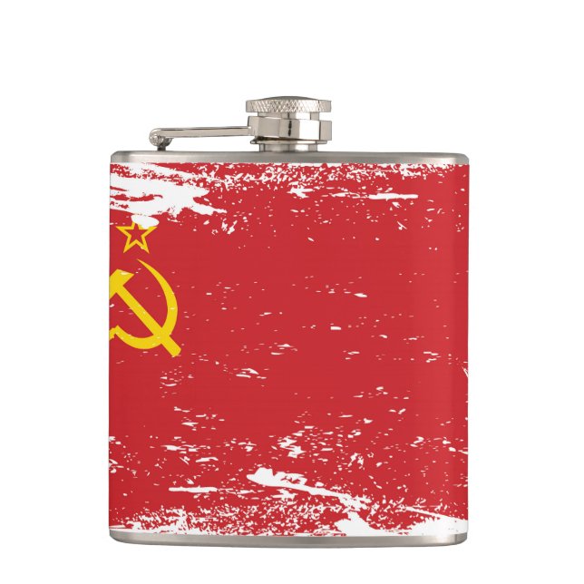 Grunge Soviet Union Flag - USSR Hip Flask (Front)