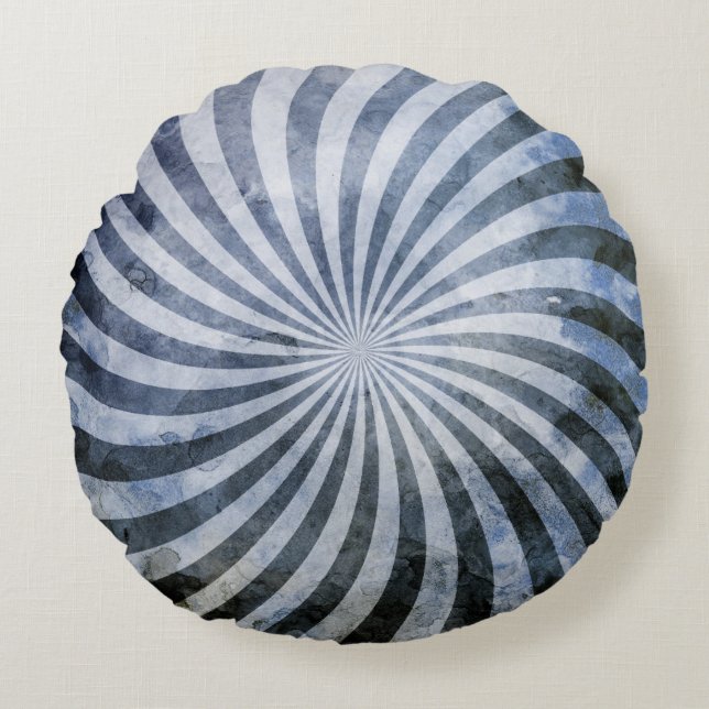 Grunge Spiral Burst Round Cushion (Front)