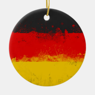 Grunge Splatter Painted Flag of Germany Ceramic Tree Decoration