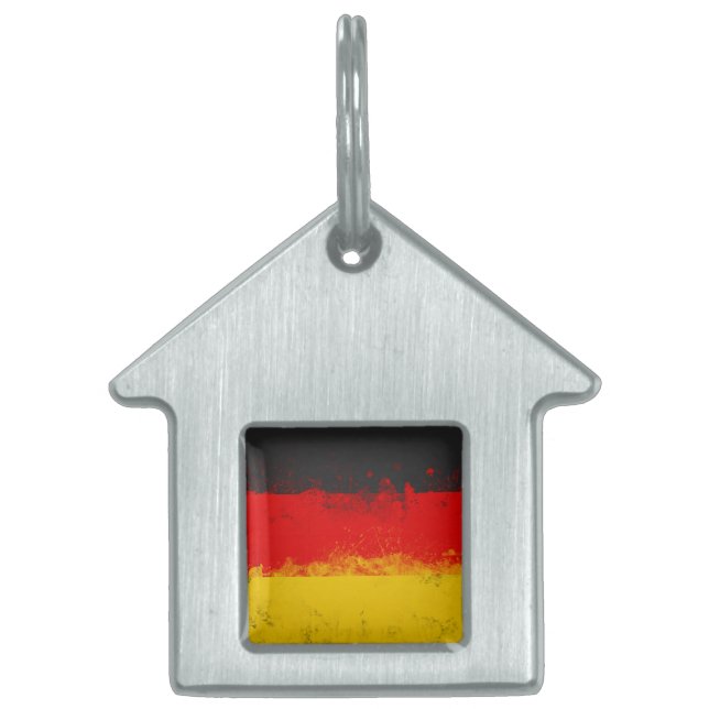 Grunge Splatter Painted Flag of Germany Pet Tag (Front)