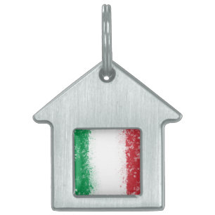 Grunge Splatter Painted Flag of Italy Pet Name Tag
