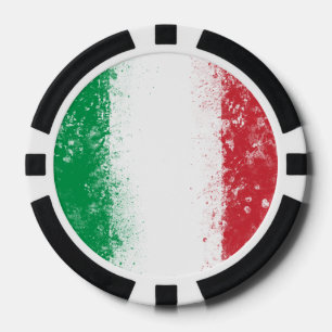 Grunge Splatter Painted Flag of Italy Poker Chips