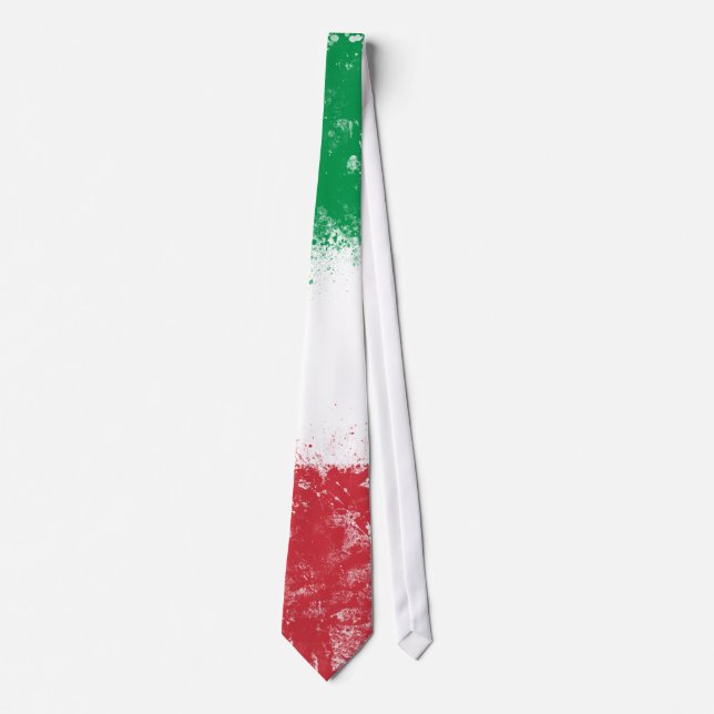Grunge Splatter Painted Flag of Italy Tie (Front)