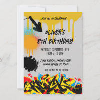 Grunge Spray Paint Graffiti Birthday Invitation
