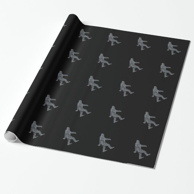 Grunge Squatchin Bigfoot Style Wrapping Paper (Unrolled)