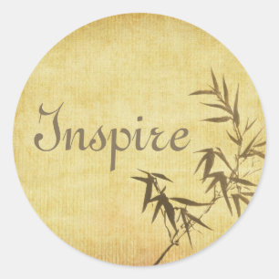 Grunge Stained Bamboo Paper Background Classic Round Sticker