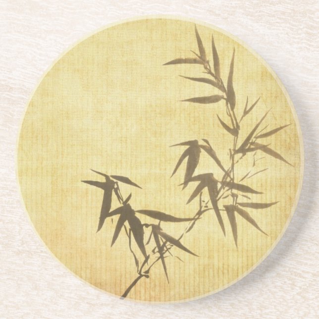Grunge Stained Bamboo Paper Background Coaster (Front)